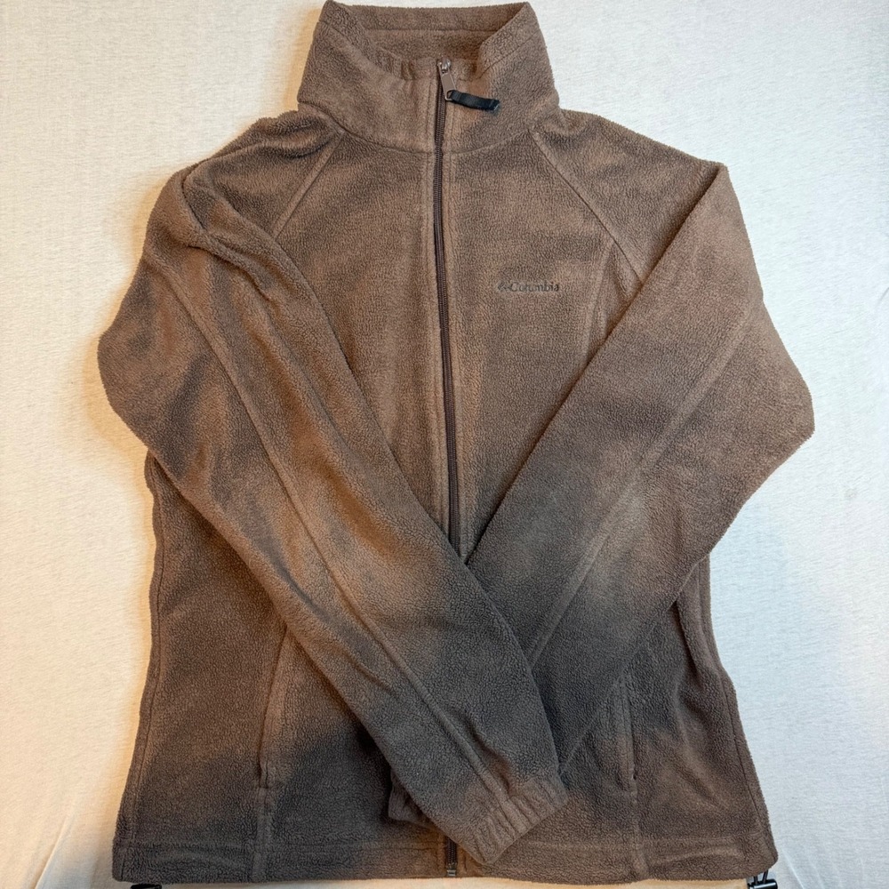 Columbia Womens Brown Full Zip Fleece Jacket Mock Neck WL6439 Size Medium